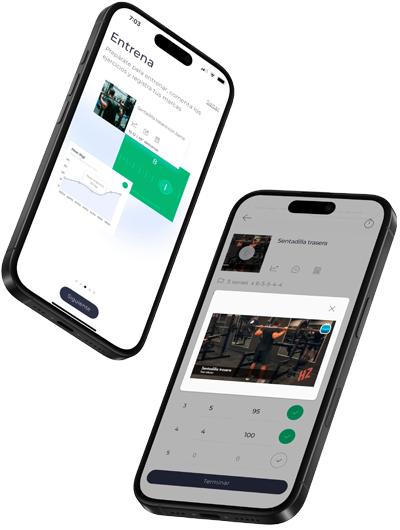 Captura de pantalla de planes y seguimiento en la app VD Training
